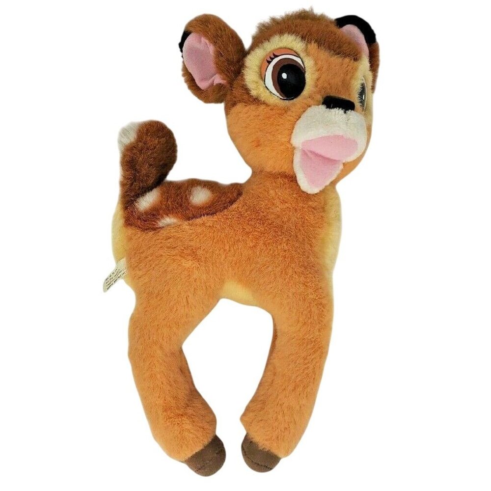 Vintage Disney Bambi Plush Deer 15" Stuffed Animal Toy Brown White Spotted Fawn